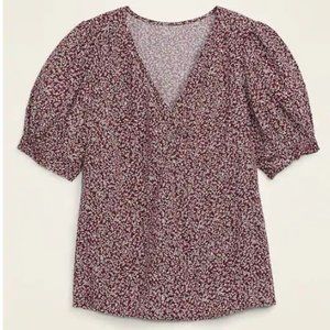 NWT Old Navy Shirred Smocked-Sleeve V-neck Blouse